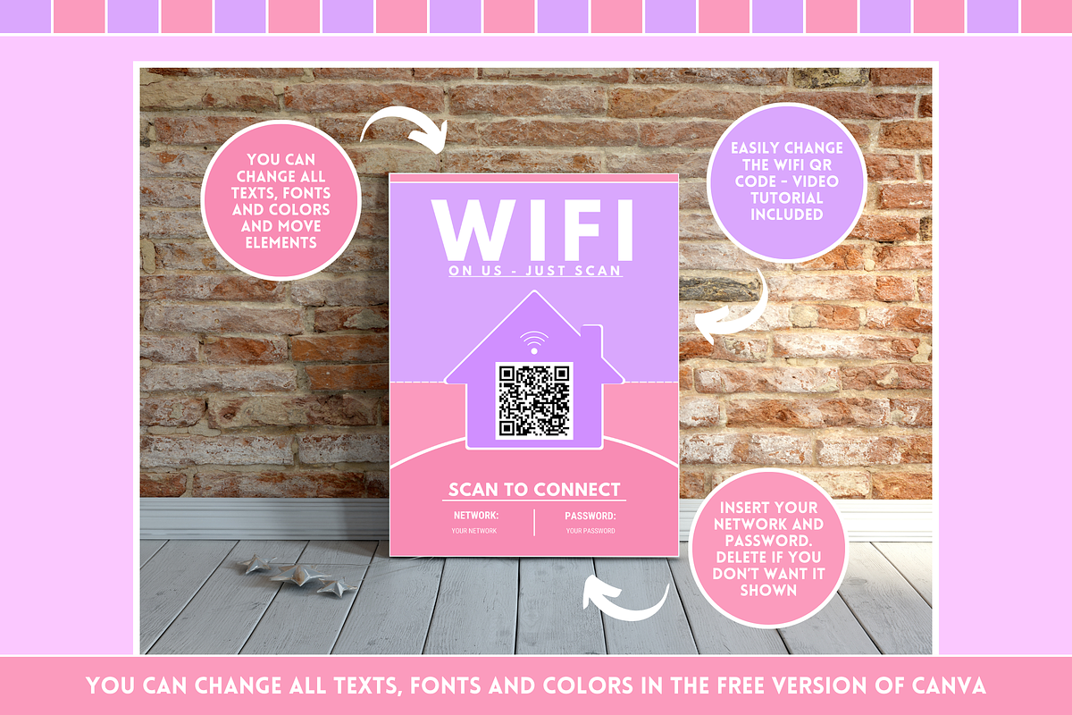 WiFi QR Code Sign - Pastel, a Stationery Template by SunshineStudioBoutique (Photo 6 of 10)
