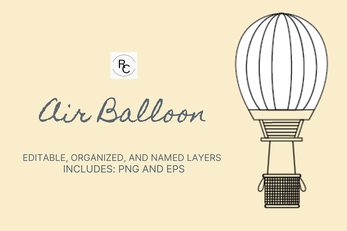 Air Balloon - 1 Vector Illustration, an Object Illustration by Raafeya's Crafts (Photo 1 of 4)