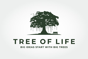 A Big Tree with a Wooden Bench, a Branding & Logo Template by PrastHF