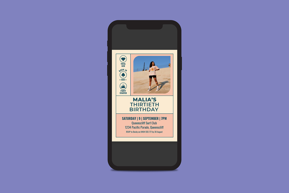 Malia Birthday Invitation, an Invitation Template by Mountain Folk Creative (Photo 6 of 7)