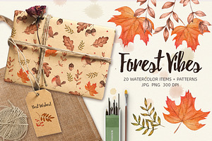 Forest Vibes. Watercolor Set