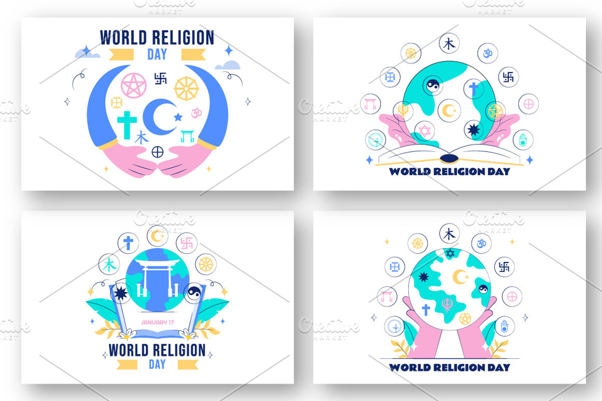 10 World Religion Day Illustration, a Person Illustration by denayunebgt (Photo 3 of 4)