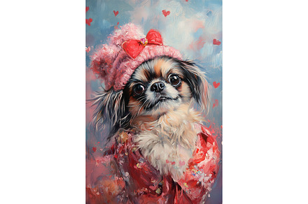 Pekingese Dog Print in Red Jacket