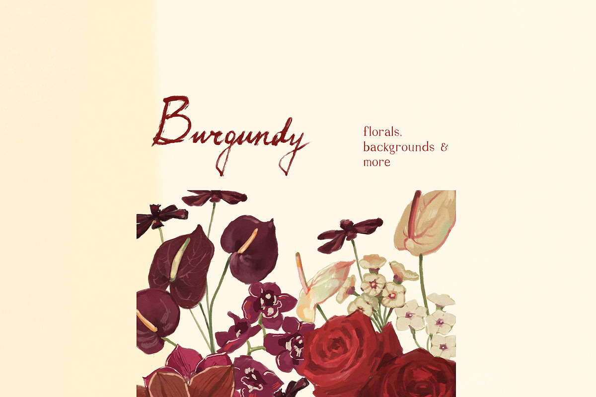 Burgundy Wedding Flower Illustration, a Decorative Illustration by whiteheartdesign (Photo 11 of 16)