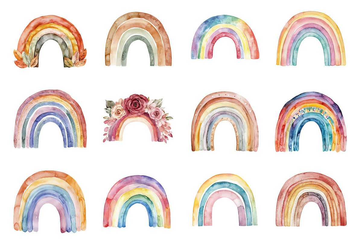 Watercolor Boho Rainbow, an Illustration by Design Market (Photo 2 of 3)