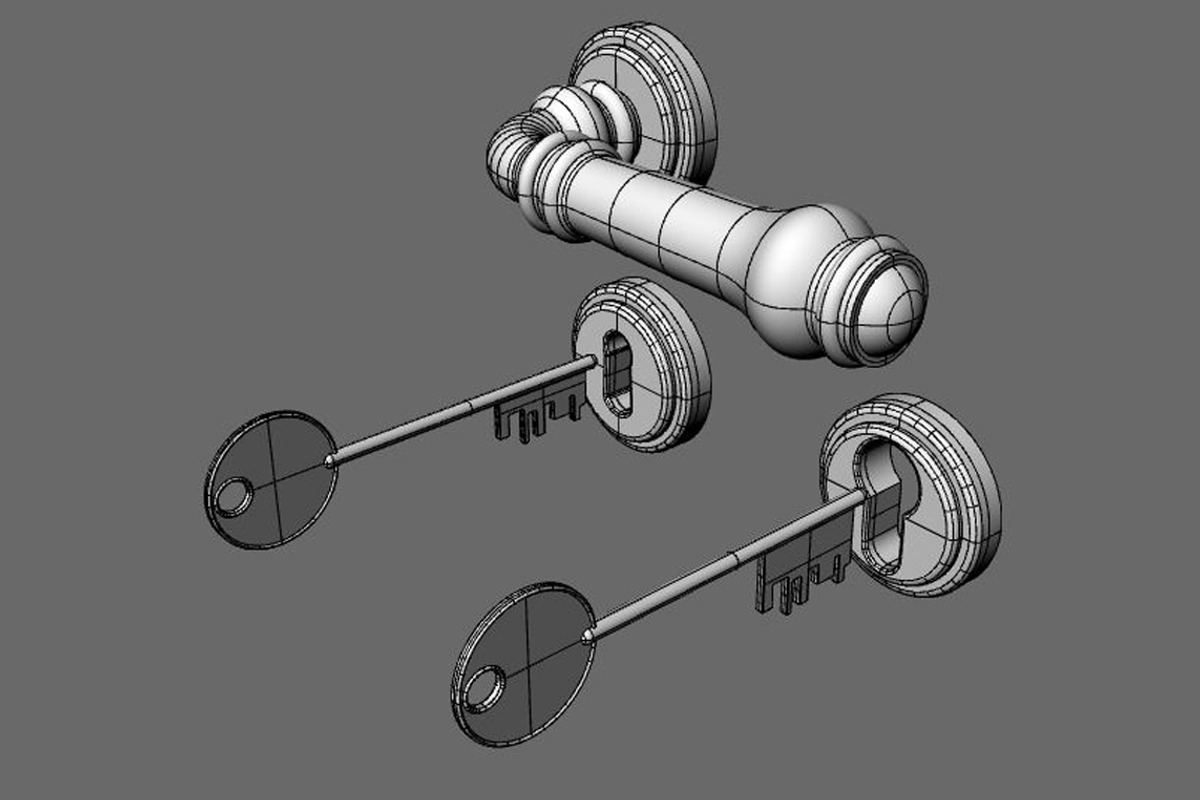 HANDLES SET with key, a Furniture 3D Model by www.3factory.it (Photo 4 of 5)