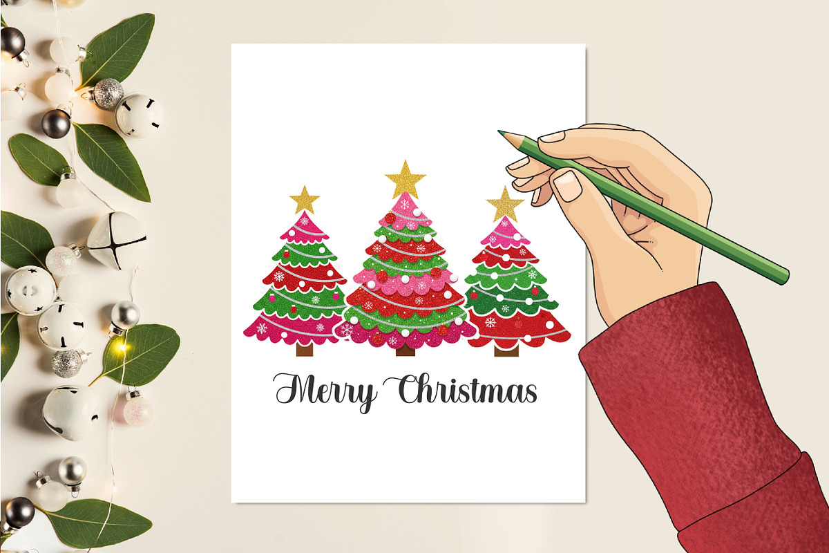 Glitter Patchwork Christmas Tree Png, an Illustration by designcity5 (Photo 6 of 8)