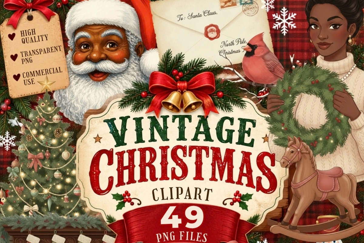 Vintage Christmas Clipart, a Seasonal Illustration by Tanya Kart (Photo 1 of 10)