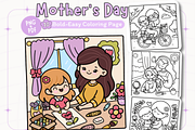 Happy Mother's Day Coloring Pages, a Seasonal Illustration by Design Station (Thumbnail 1 of 4)