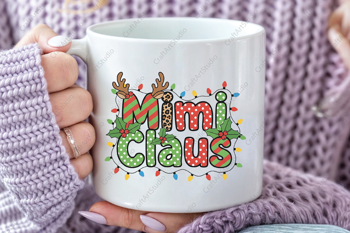 Christmas Mimi Claus Santa Reindeer, an Illustration by CraftArtStudio (Photo 3 of 4)