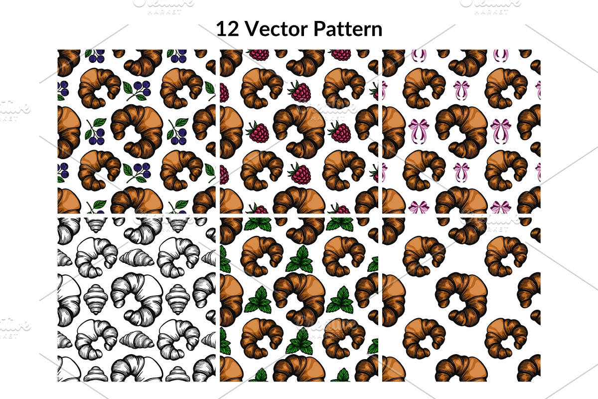 Cafe Favorites: Croissant Patterns, a Pattern Graphic by Elatedowl (Photo 3 of 11)