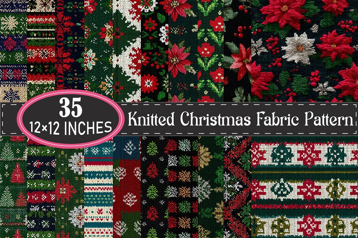 Knitted Christmas Fabric Pattern, a Pattern Graphic by designcity5 (Photo 1 of 3)