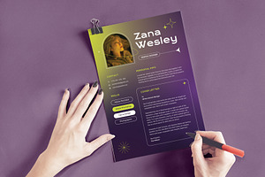 Purple Yellow Elegant Resume Pack