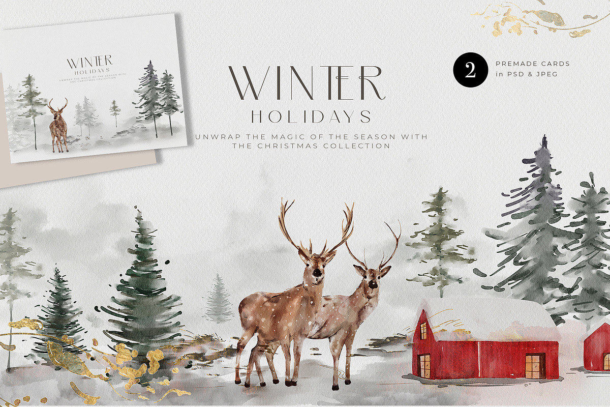 Watercolor Christmas Winter Holiday, an Illustration by WalaPalette (Photo 11 of 18)