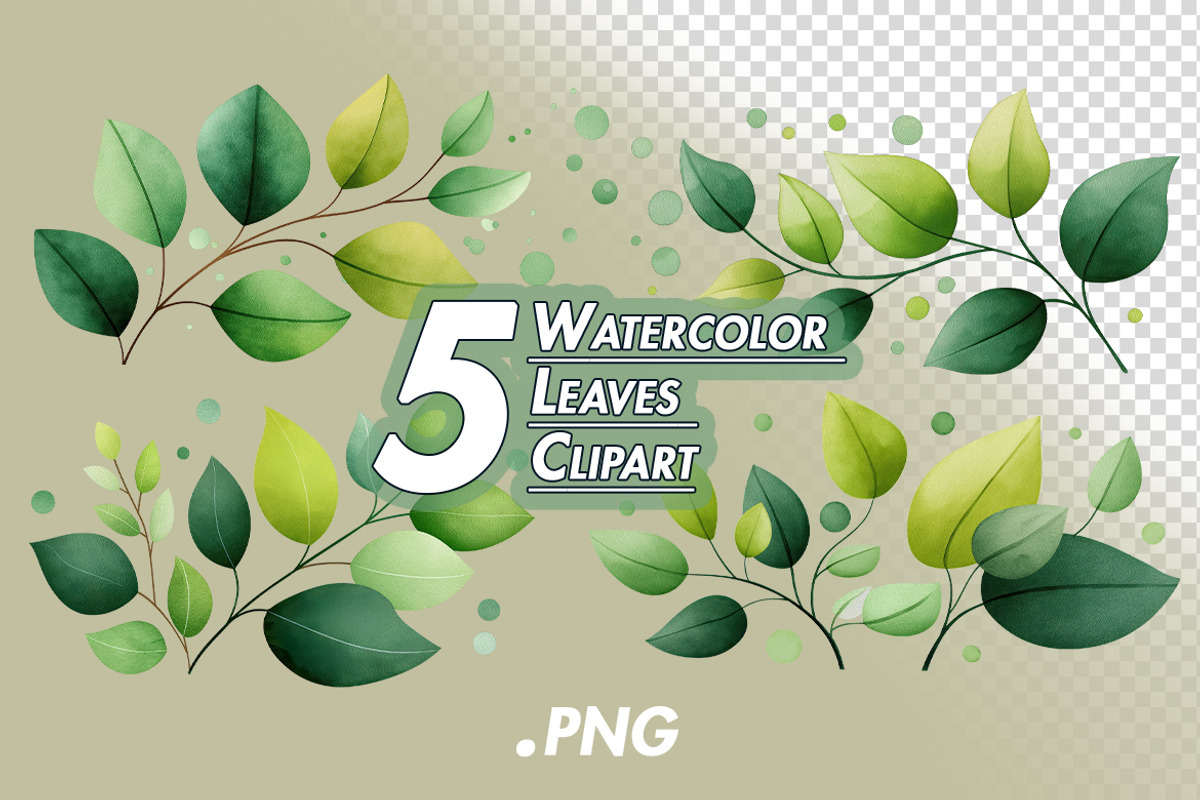Watercolor Leaves Clipart, a Decorative Illustration by BazziBa♥ (Photo 1 of 6)