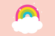 Cute Rainbow With Cloud And Sparkle, a Decorative Illustration by Black White Mouse Design (Thumbnail 1 of 6)