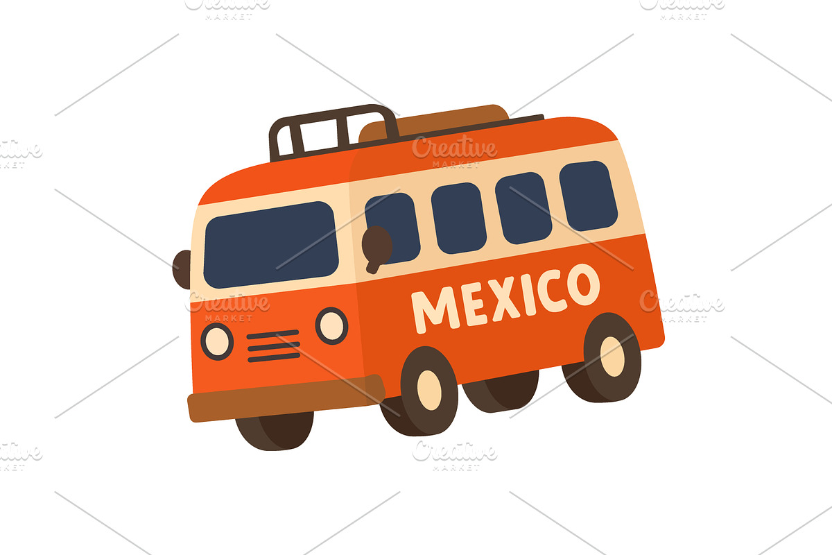 Red tourist bus. Cartoon vector, an Object Illustration by GraphiShop