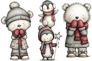 Whimsical Christmas Animals Clipart, an Illustration by DreamArtGraphic (Thumbnail 4 of 4)