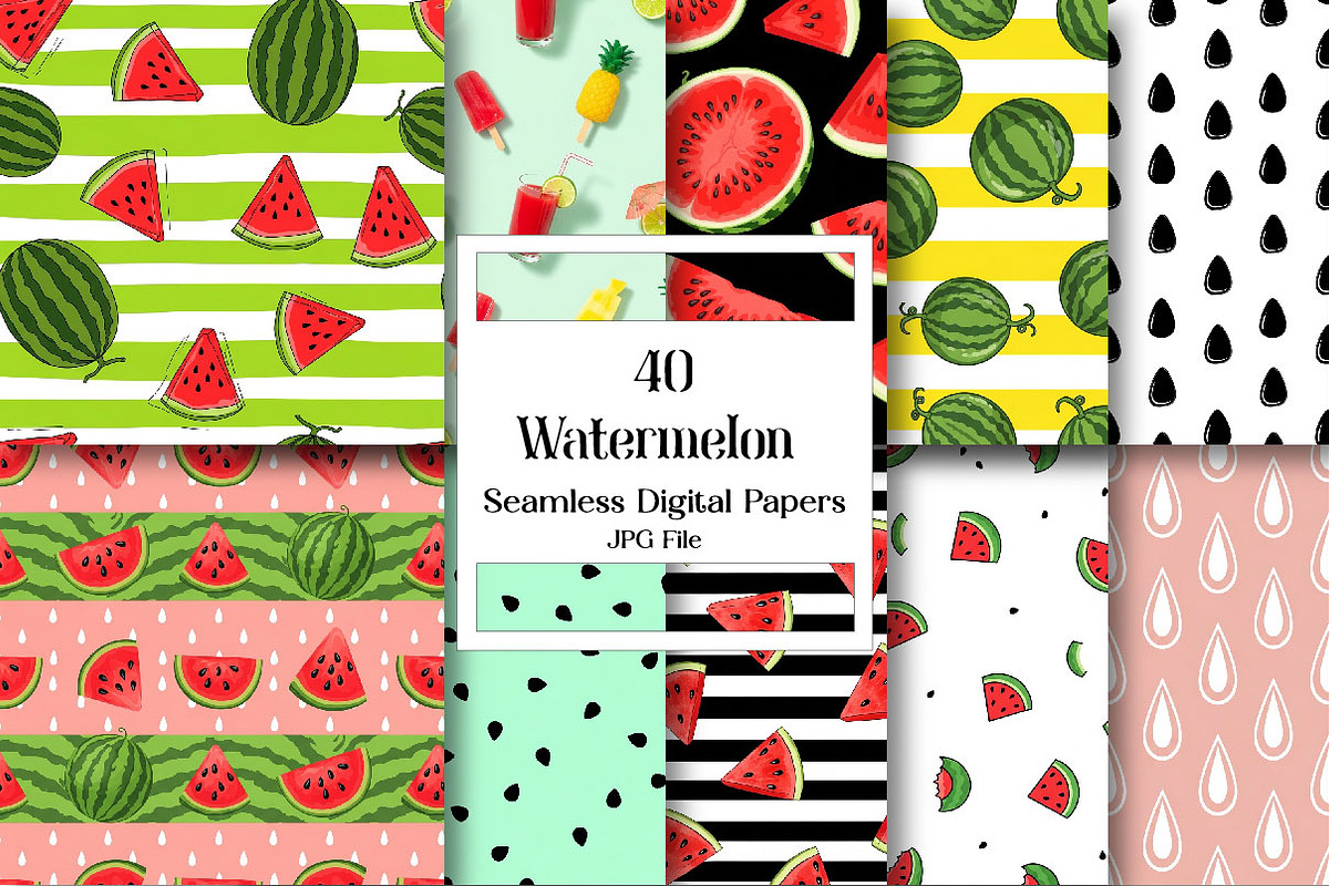 Watermelon digital paper, a Pattern Graphic by Wow Magic
