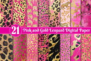 Pink and Gold Leopard Digital Paper, a Work Illustration by Dream Creation (Thumbnail 1 of 5)
