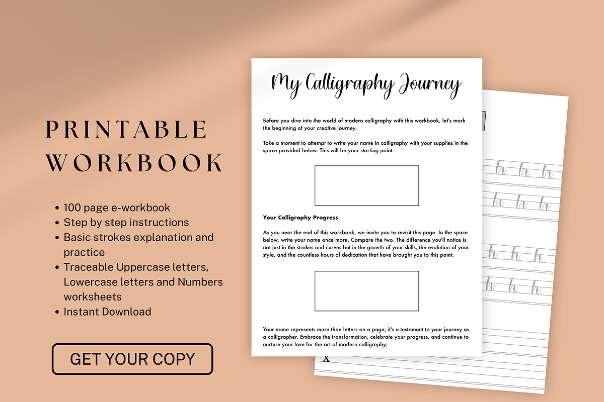 Modern Calligraphy Workbook, a Print Template by An Inkling Of Curry (Photo 4 of 11)