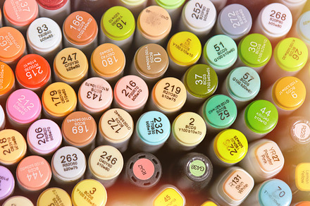 Photo of markers set containing markers, marker, and pens