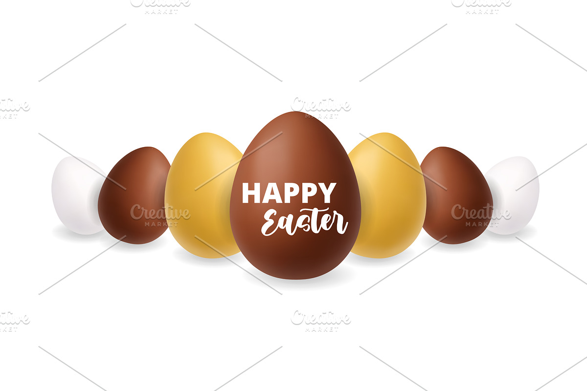 Happy Easter design on chocolate egg, an Object Illustration by GraphiShop