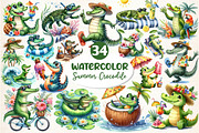 Summer Crocodile Clipart PNG, an Illustration by Dream Creation (Thumbnail 1 of 7)