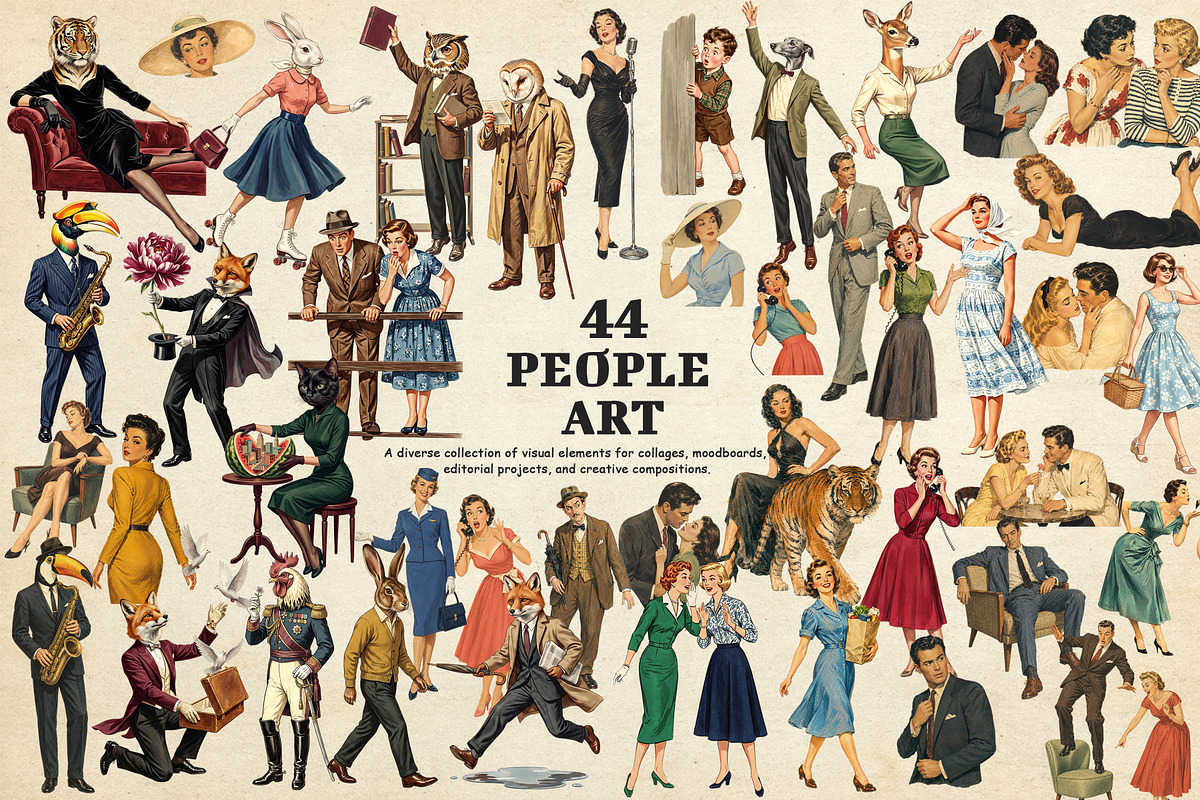 Vintage Collage Creator 400+ Assets, an Object Graphic by DreamoraArt (Photo 5 of 18)