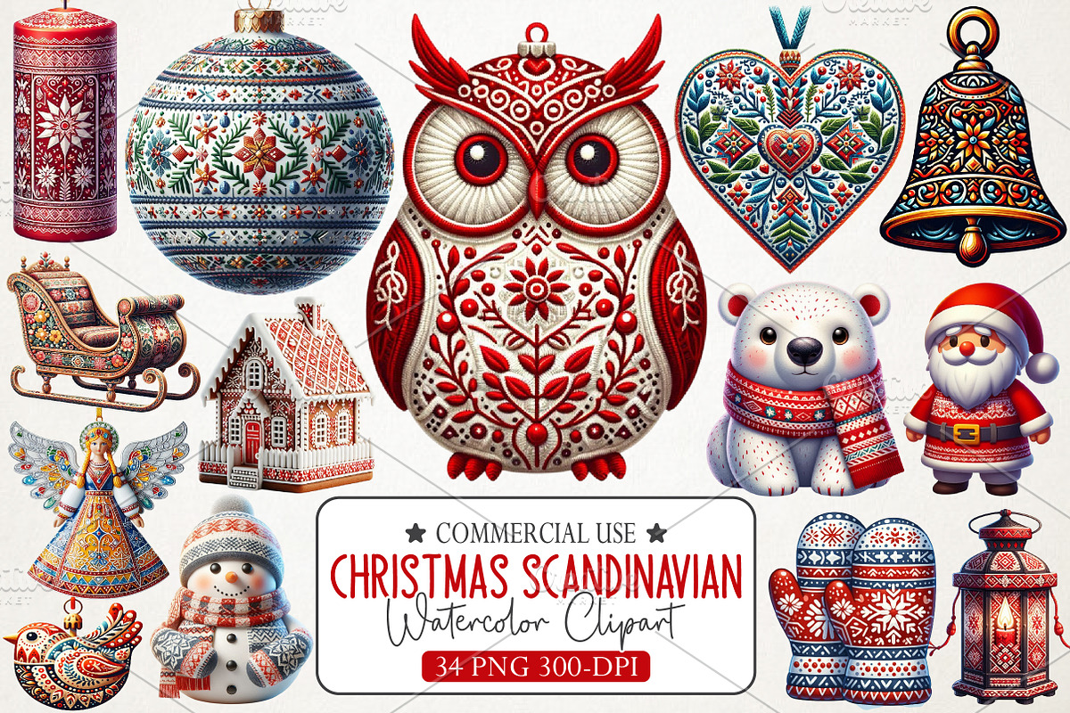 Christmas Scandinavian Clipart, an Illustration by RobertsArt (Photo 1 of 7)