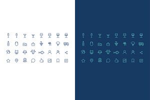 icons set about wine, alcohol