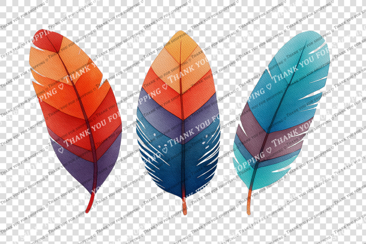 Watercolor Feathers Collection, an Object Illustration by BazziBa♥ (Photo 4 of 5)