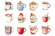 Retro Christmas Hot Cocoa Mugs, an Illustration by Design Market (Thumbnail 2 of 3)
