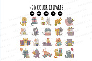Cats Birthday Clipart Set, an Animal Illustration by Palau (Thumbnail 8 of 10)