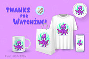Cartoon surprised octopus. Tshirt, an Animal Illustration by KENO Mascots (Thumbnail 4 of 4)