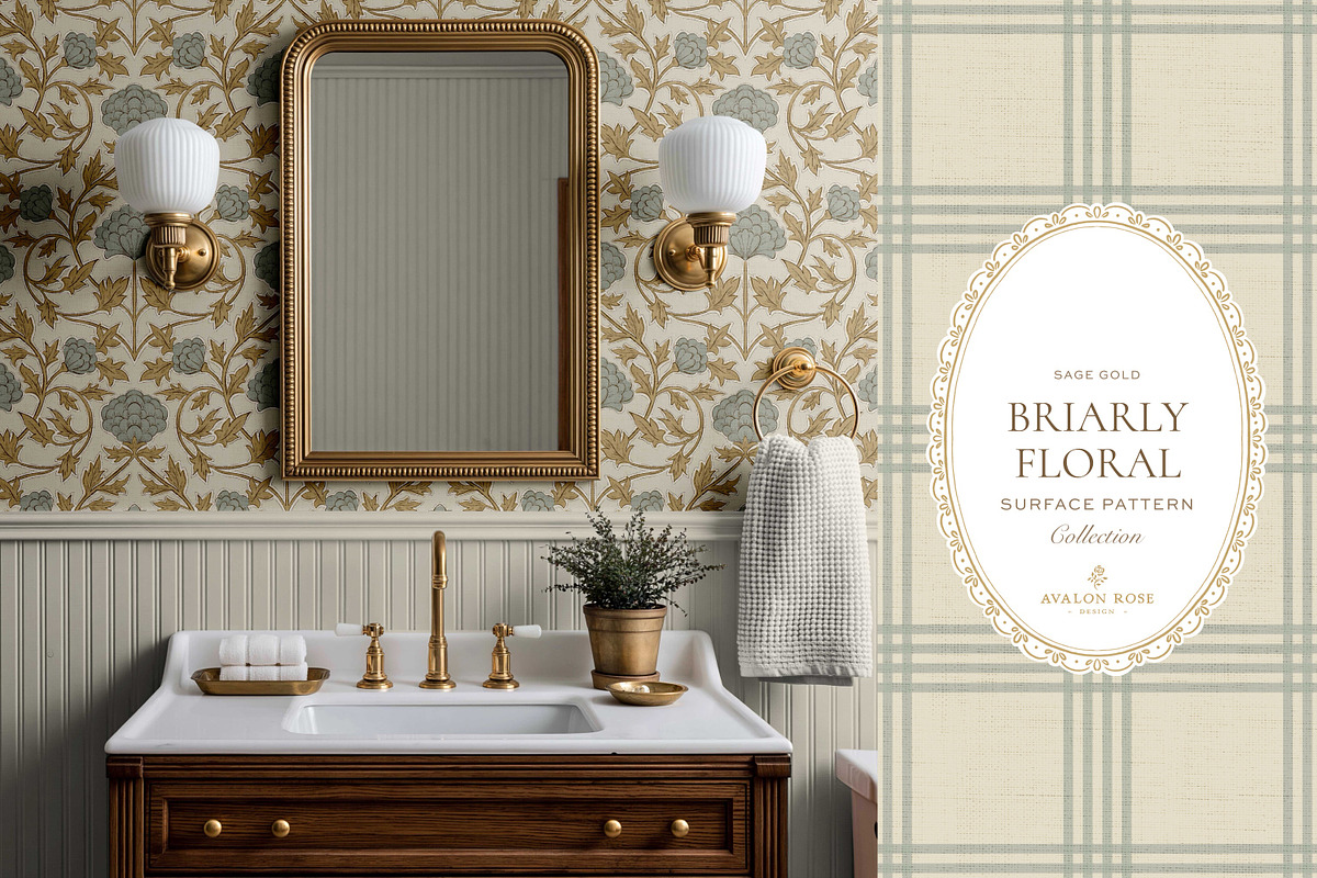Farmhouse Damask Pattern Set Sage, a Pattern Graphic by Eclectic Anthology (Photo 11 of 13)
