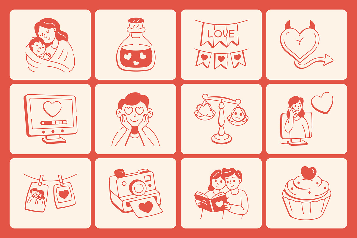 Love Doodles Set, an Outline Icon by Vectors Market (Photo 5 of 9)