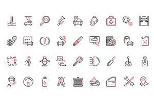 Car maintenance icons, a Technology Illustration by Lemberg Vector