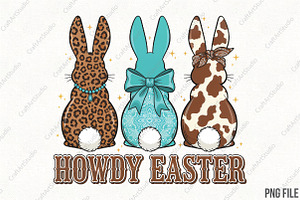 Howdy Easter Western Bunny Png, an Illustration by CraftArtStudio