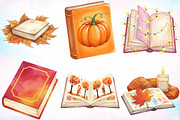 Watercolor Autumn Books Clipart PNG, a Seasonal Illustration by Canvas Craft (Thumbnail 5 of 5)