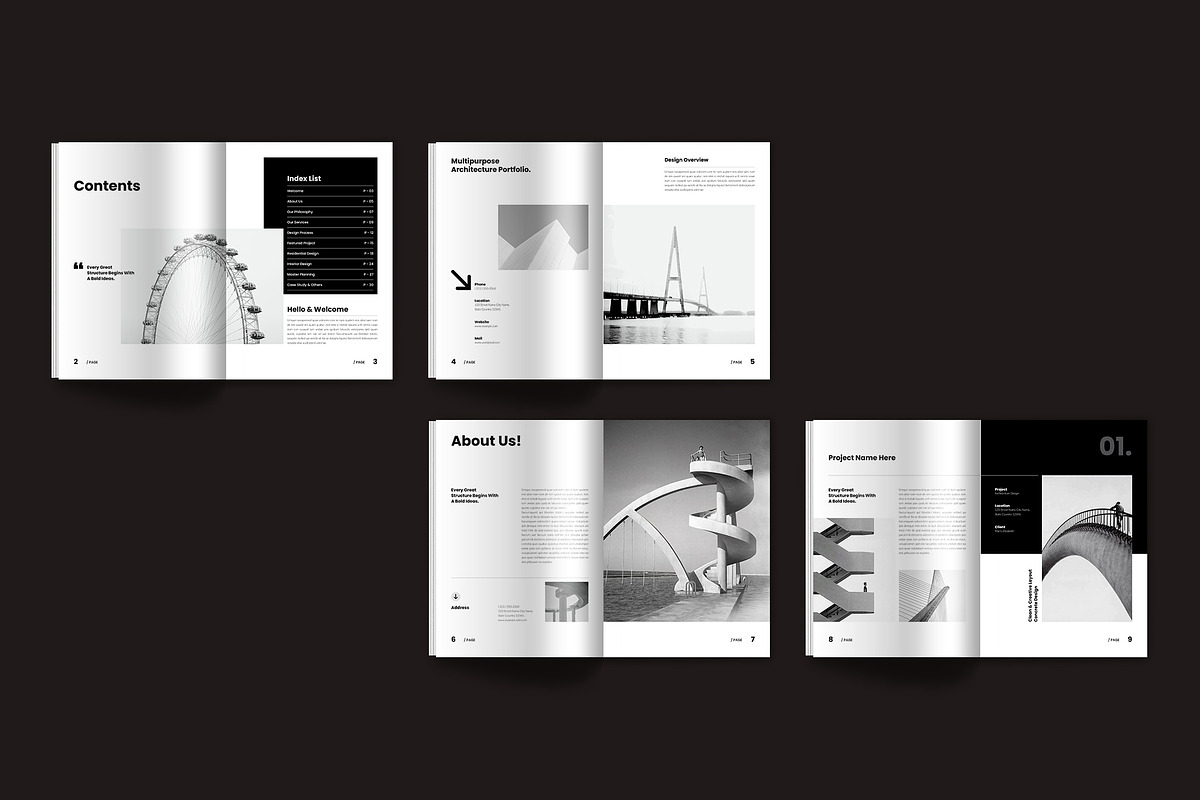 Architecture Portfolio Template, a Brochure Template by Spark_Creative (Photo 10 of 13)
