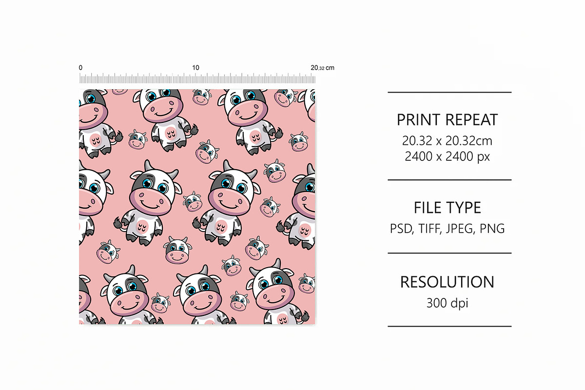 cute pattern little cow, a Pattern Graphic by borera studio (Photo 2 of 5)