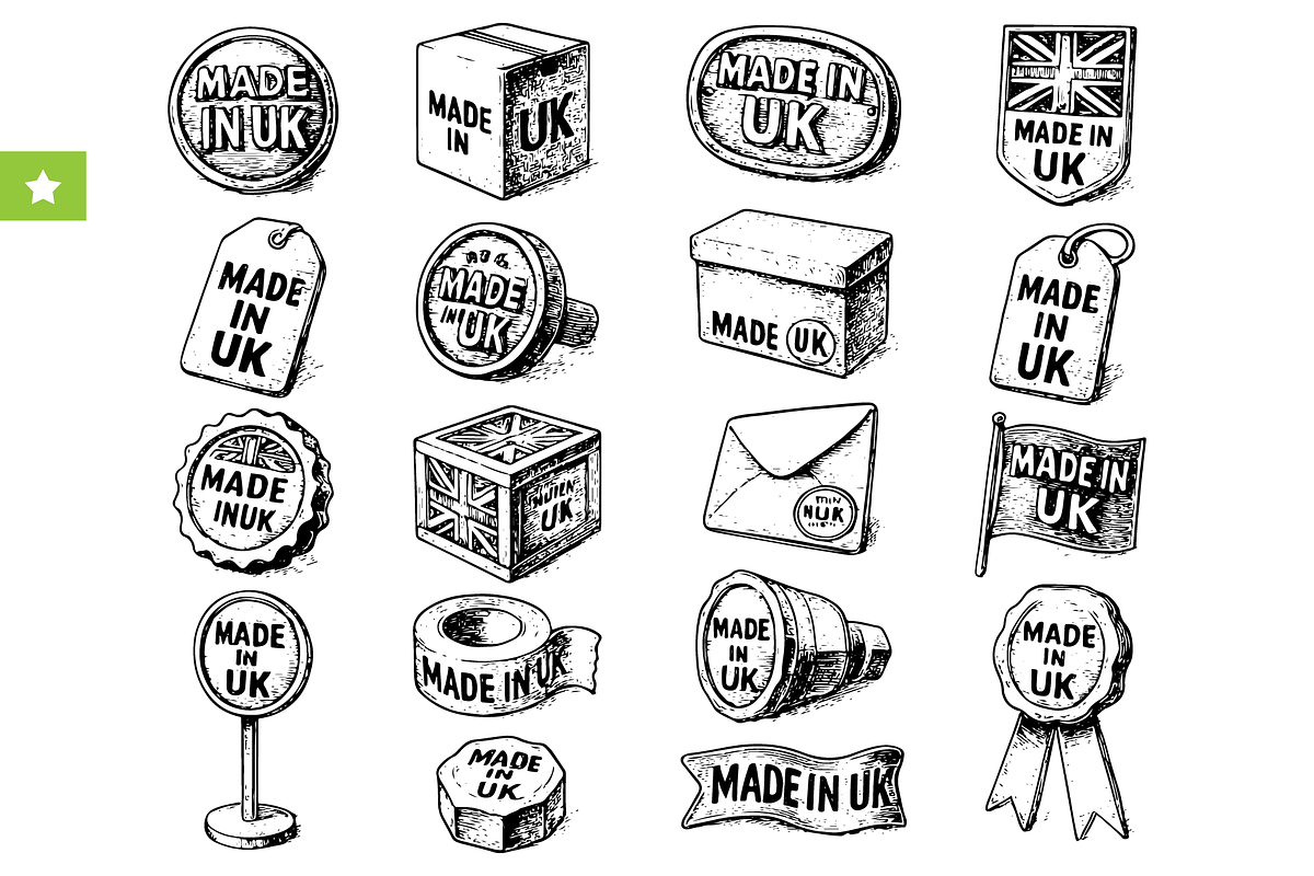 Made in UK Vintage Badge Set, an Object Graphic by RT Studio (Photo 1 of 4)