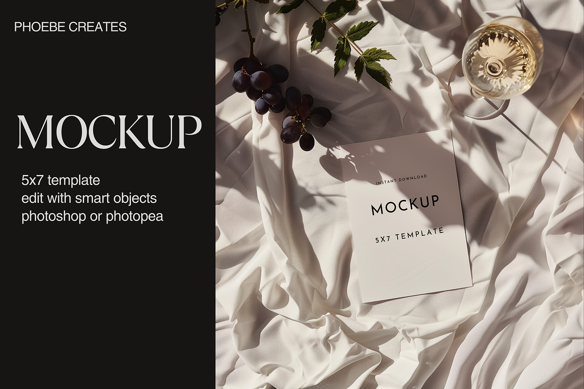 Luxury 5x7 Invitation Mockup PSD, a Mockup by PhoebeCreates (Photo 1 of 7)