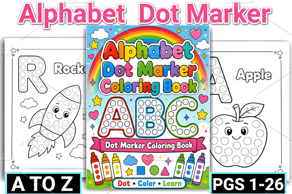 Alphabet Dot Marker Coloring, a Decorative Illustration by Design Station (Photo 1 of 7)