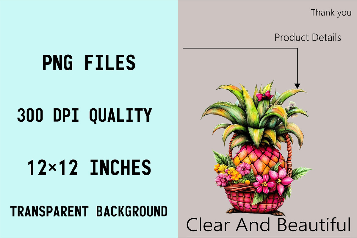 Summer Pineapple Clipart PNG Bundle., an Illustration by SVGArt (Photo 6 of 9)