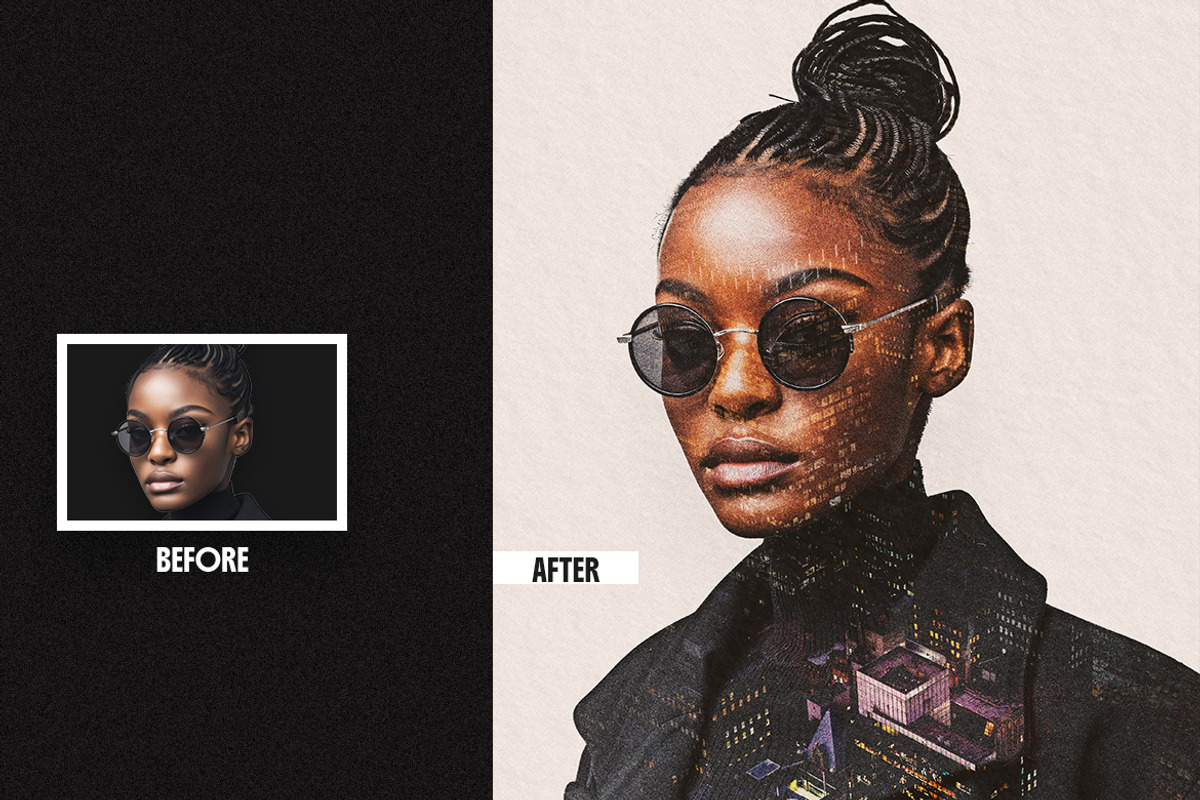 Double Exposure Square,Poster Effect, a Layer Style Add-On by iDoodle Studio (Photo 3 of 4)