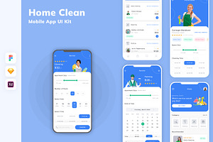 Home Clean Mobile App UI Kit, an UI Kit Template by uicube