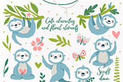 Sloths. Clipart, patterns & prints., an Animal Illustration by MagicForestory (Thumbnail 2 of 10)