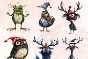 Quirky Christmas Animals Clipart, a Seasonal Illustration by GiraffeCreative (Thumbnail 4 of 9)